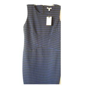 Blue and black striped sleeveless dress